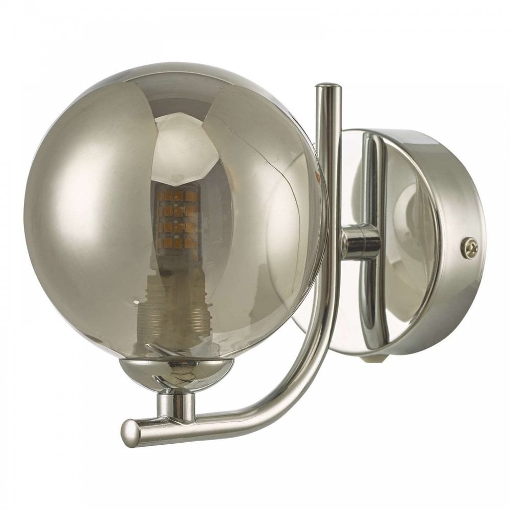 Cradle Polished Chrome Wall Light with Smoked Glass