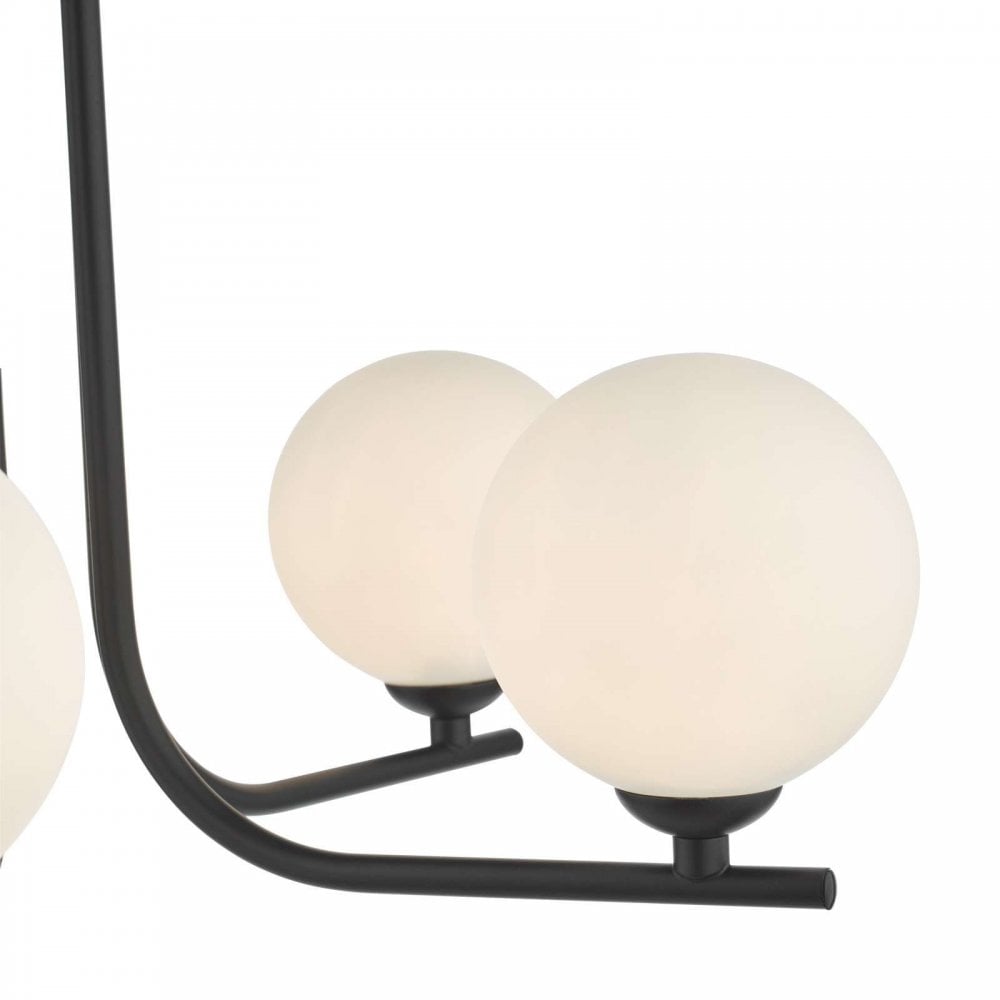 Cradle 5 Light Matt Black Semi Flush with Opal Glass