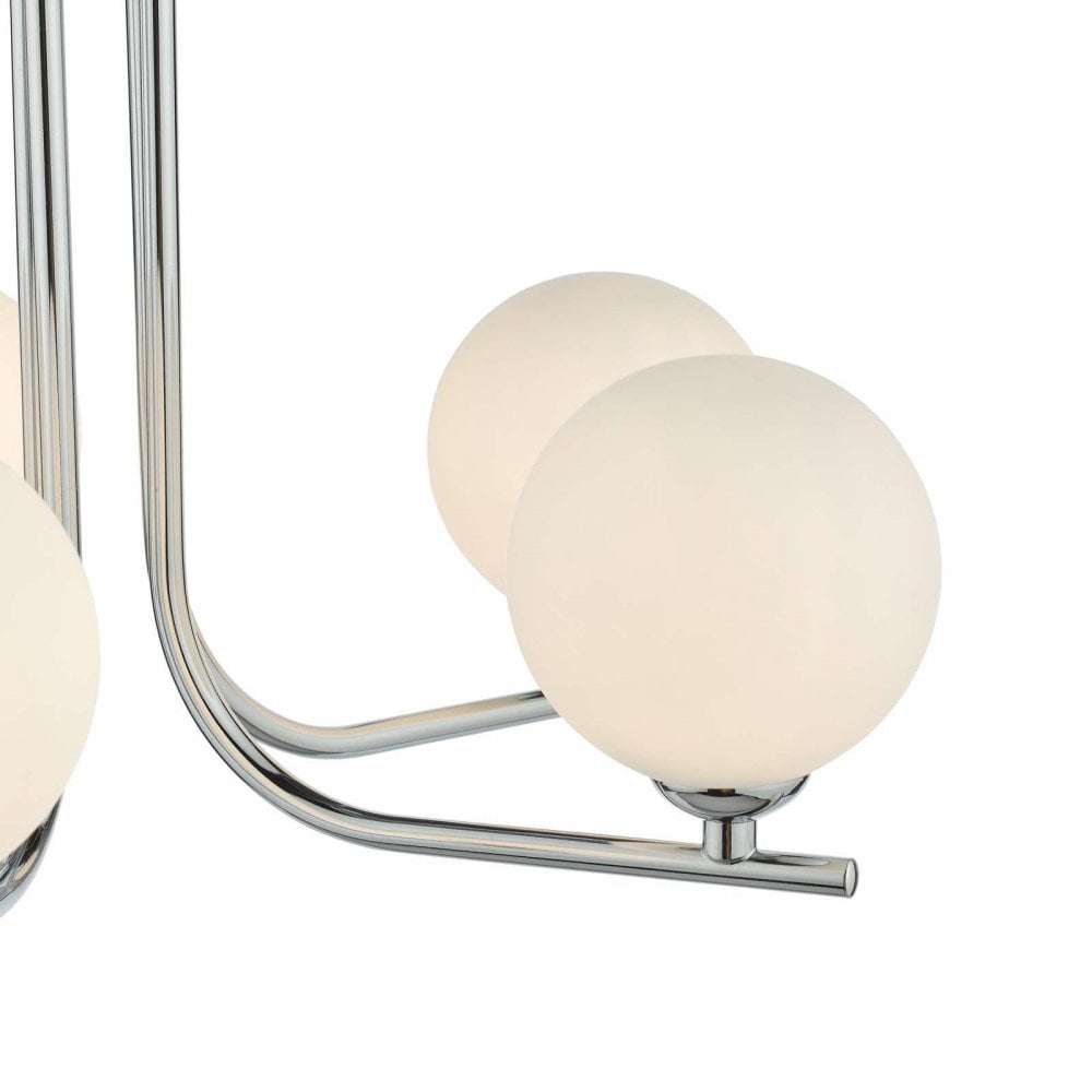 Cradle 5 Light Polished Chrome Semi Flush with Opal Glass
