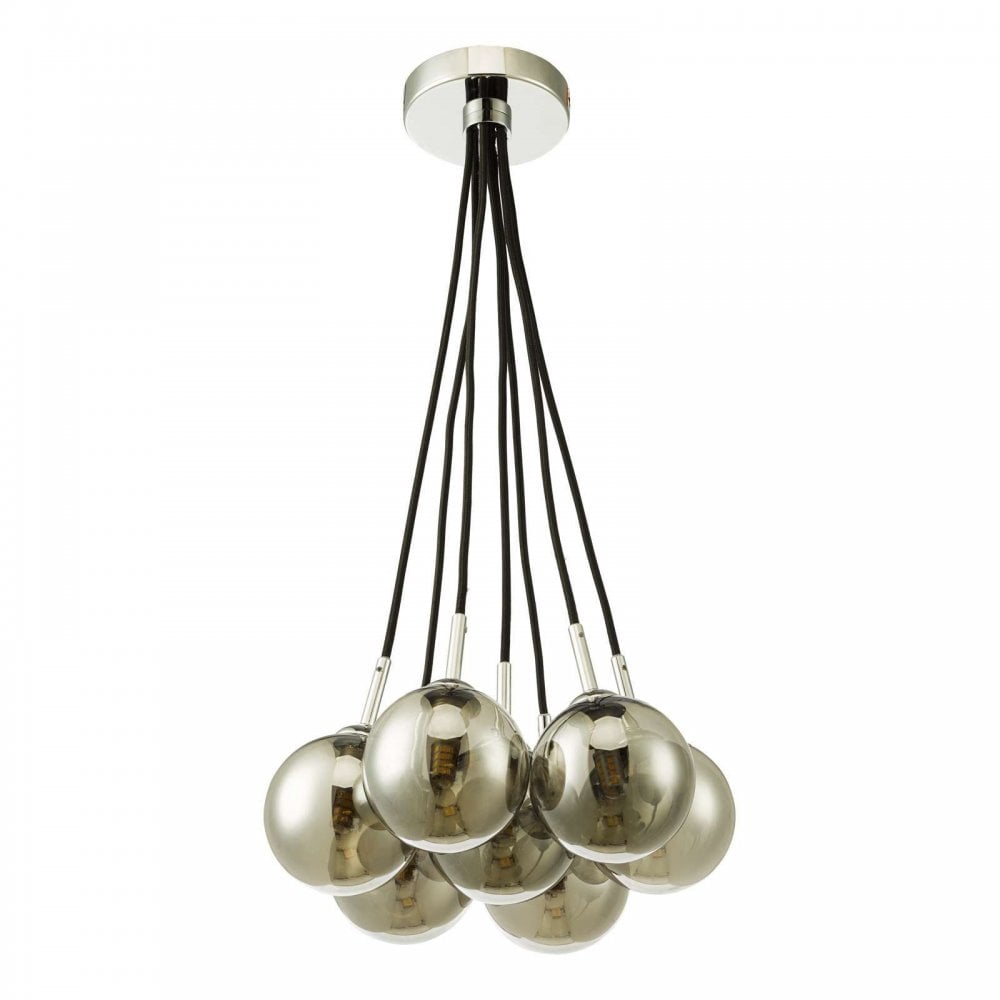 Elpis 7 Light Cluster in Polished Chrome & Smoked Glass