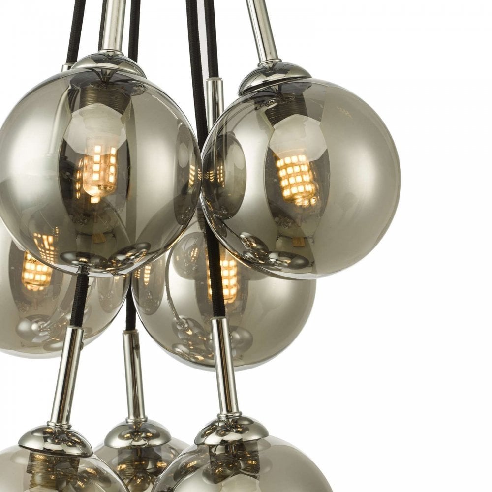 Elpis 7 Light Cluster in Polished Chrome & Smoked Glass