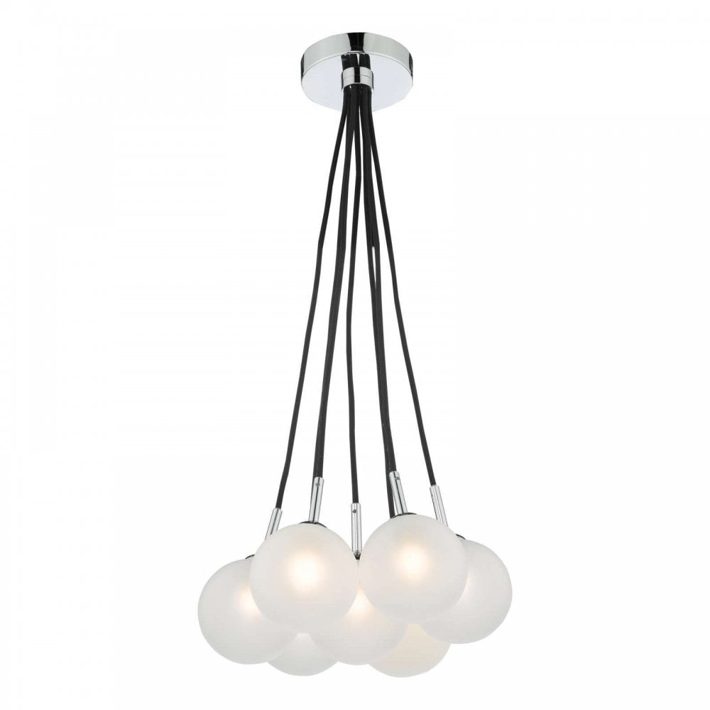 Elpis 7 Light Cluster in Polished Chrome & Opal Glass
