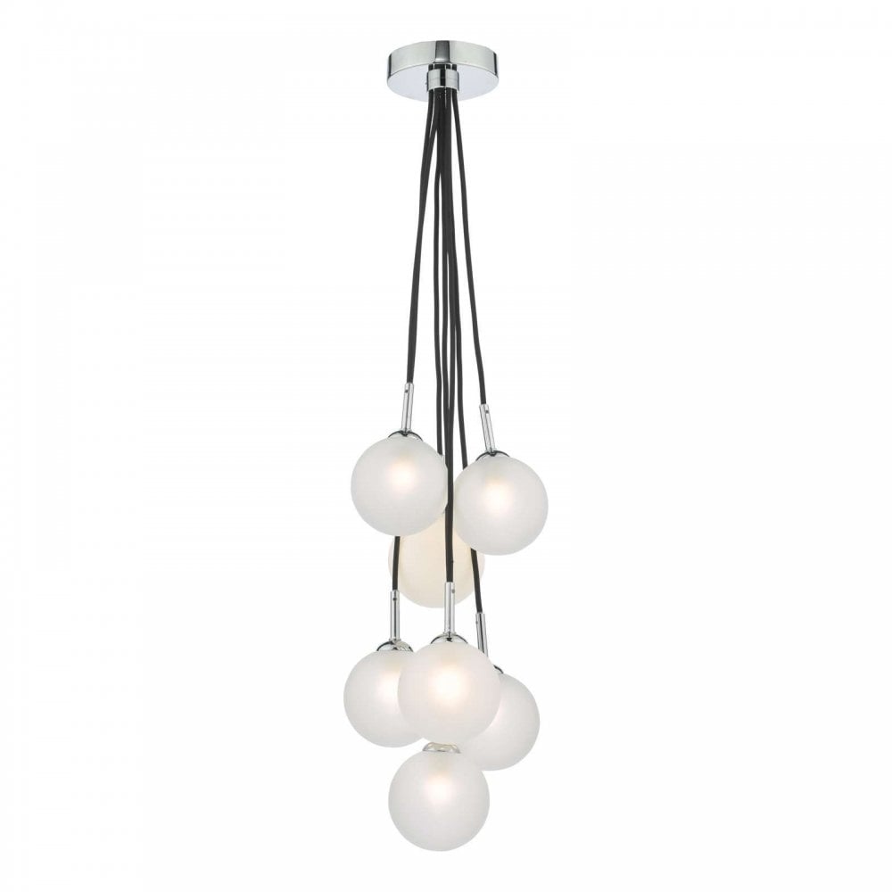 Elpis 7 Light Cluster in Polished Chrome & Opal Glass