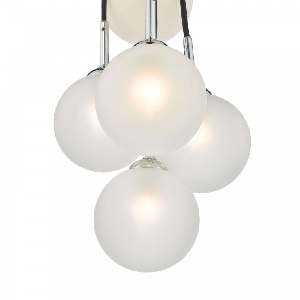 Elpis 7 Light Cluster in Polished Chrome & Opal Glass