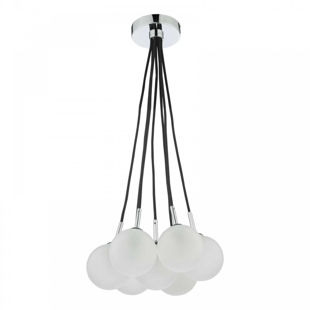 Elpis 7 Light Cluster in Polished Chrome & Opal Glass