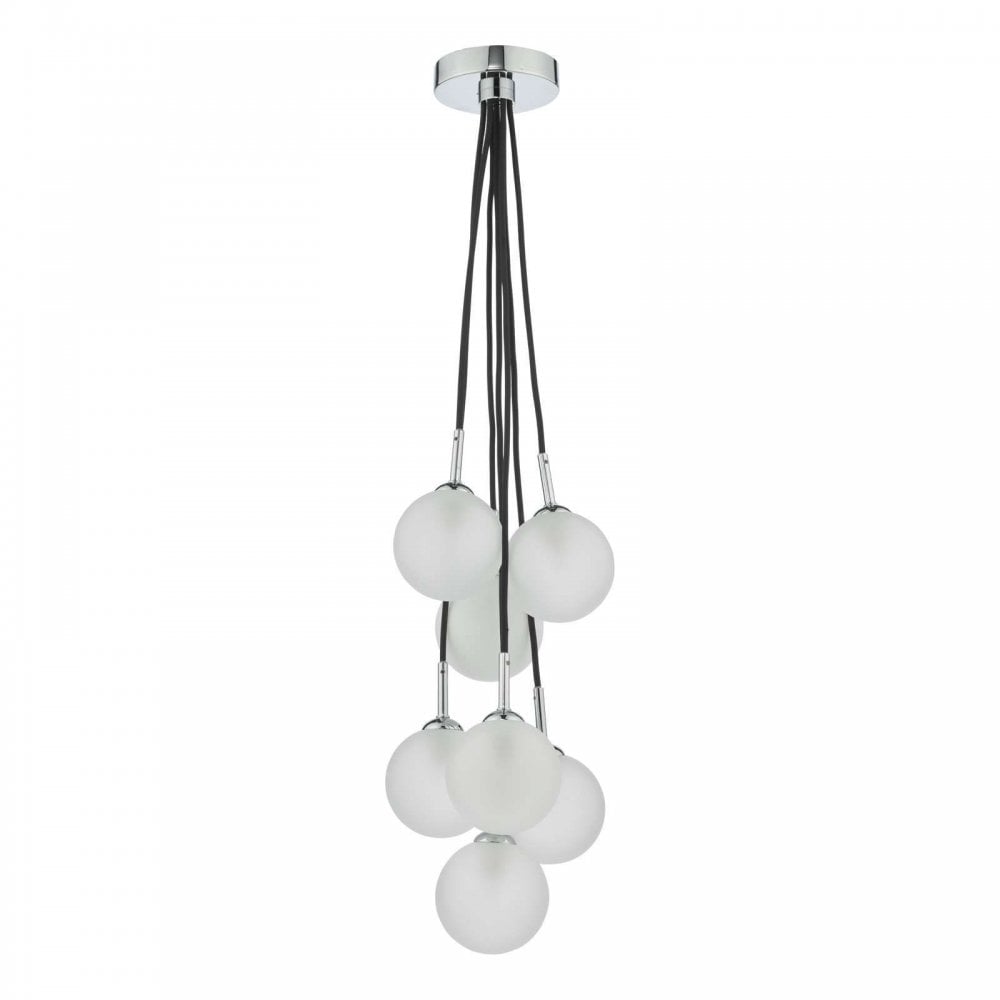 Elpis 7 Light Cluster in Polished Chrome & Opal Glass