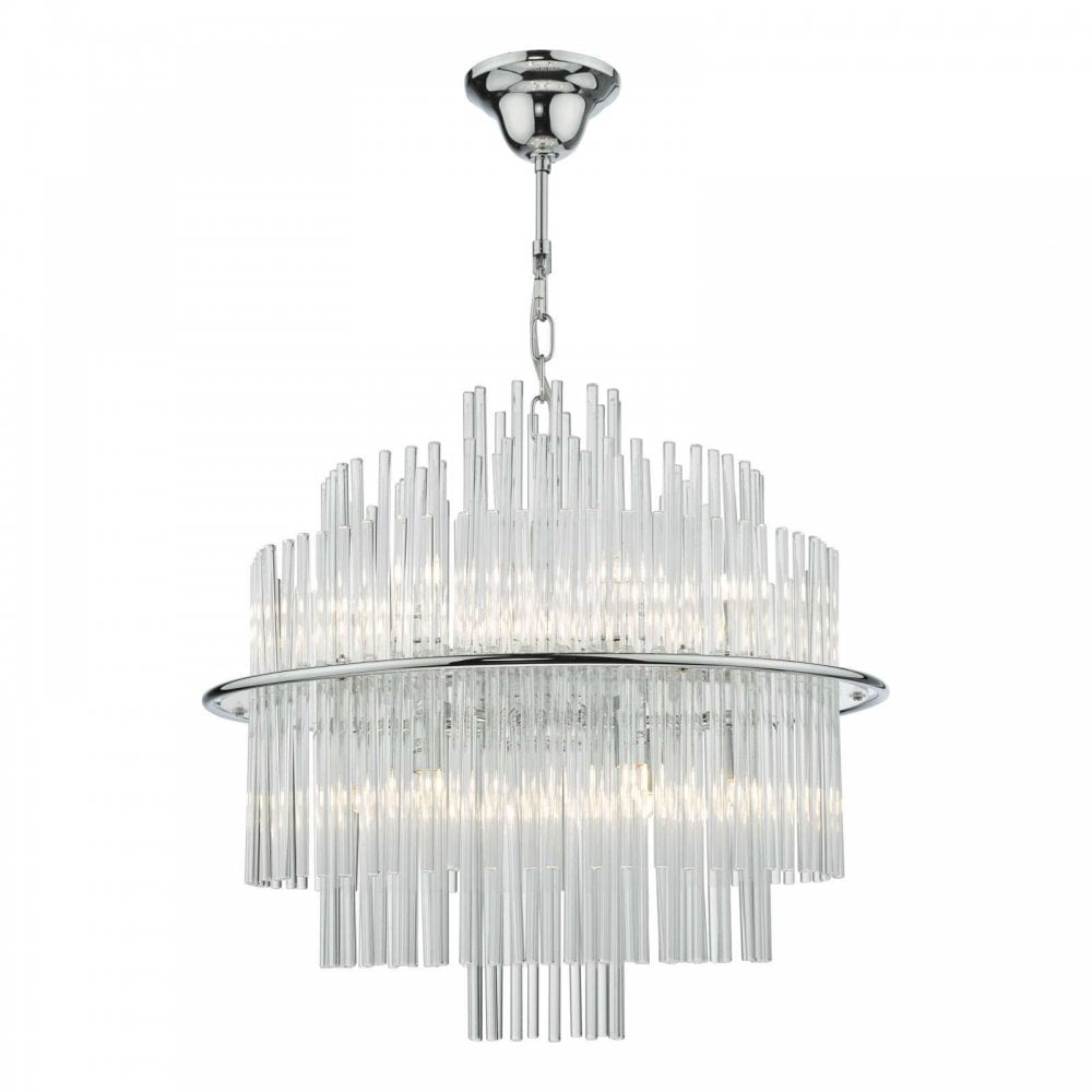 Lukas 13 Light Pendant Polished Chrome And Glear Glass