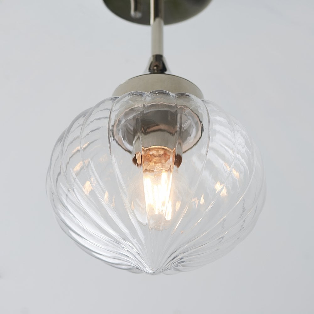 Cheston Flush Clear Ribbed Glass Shade