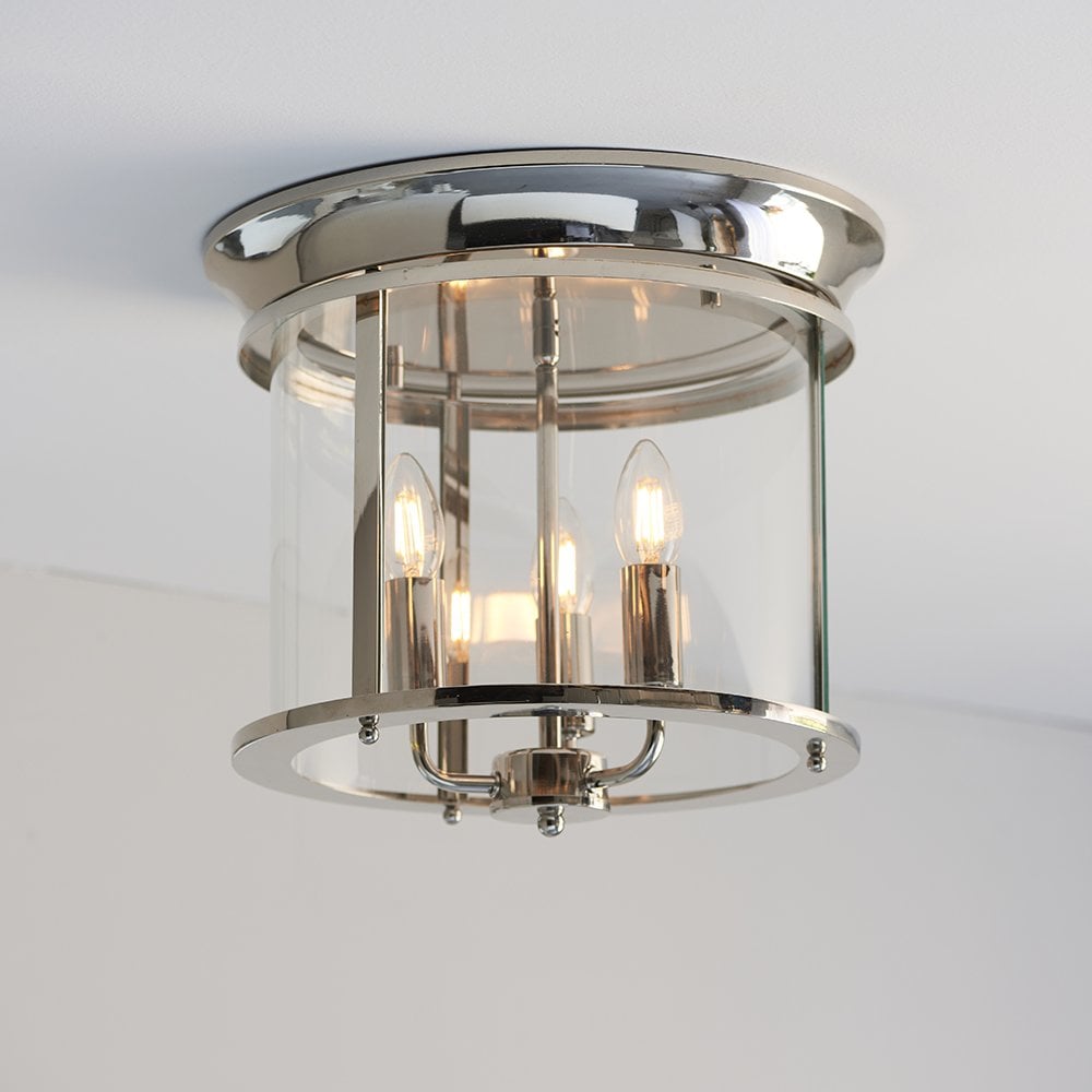 Hampworth 3lt Flush Light in Bright Nickel