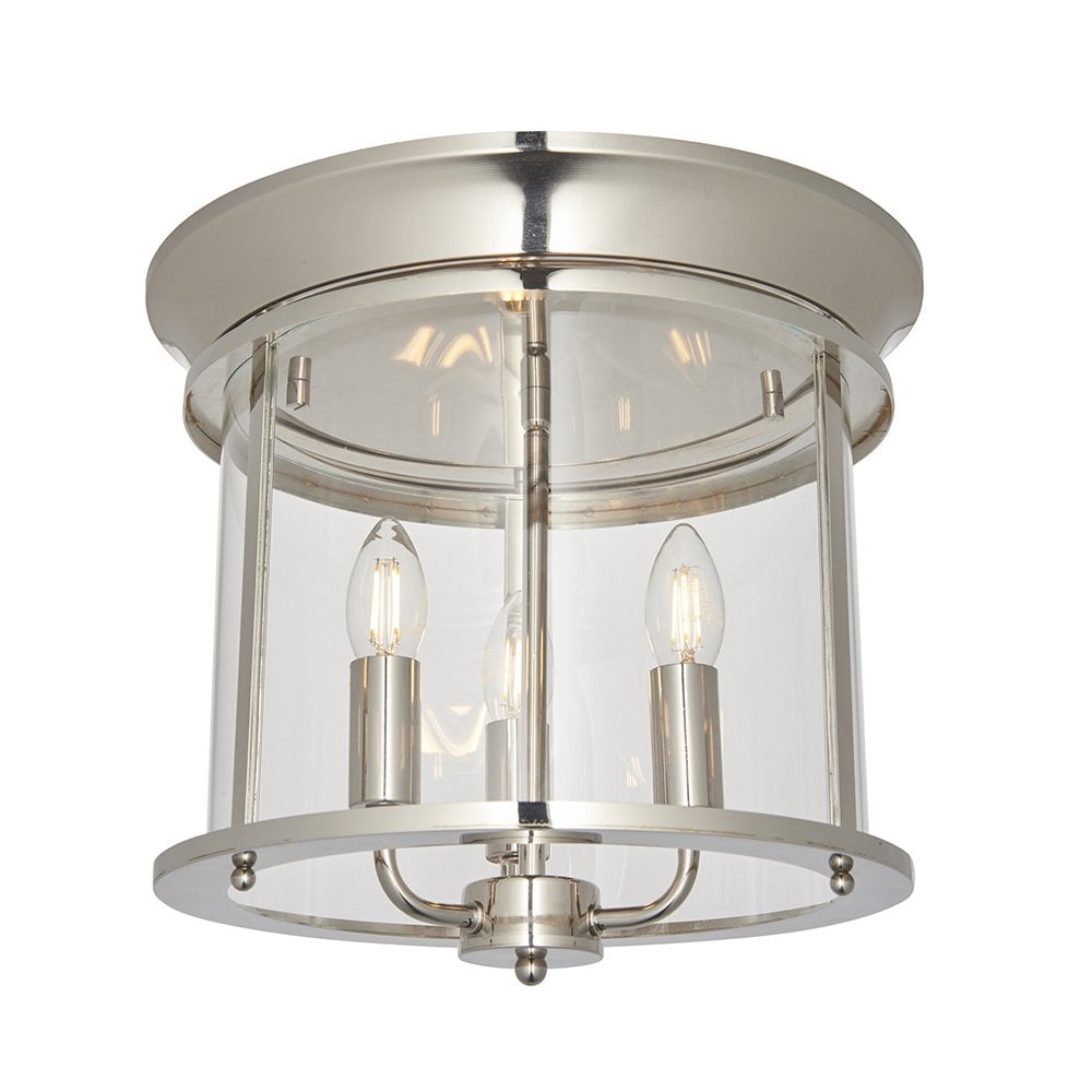 Hampworth 3lt Flush Light in Bright Nickel