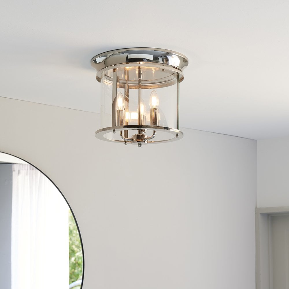 Hampworth 3lt Flush Light in Bright Nickel