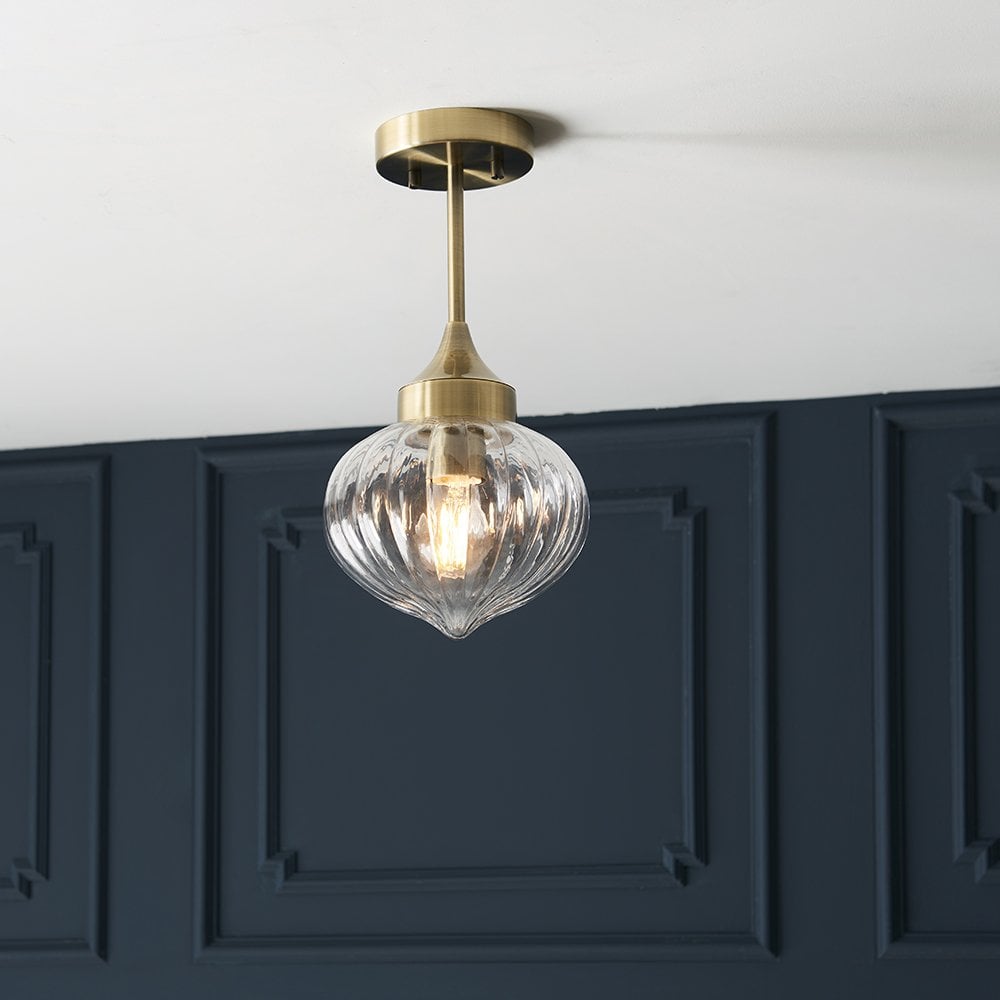 Addington Semi Flush in Antique Brass