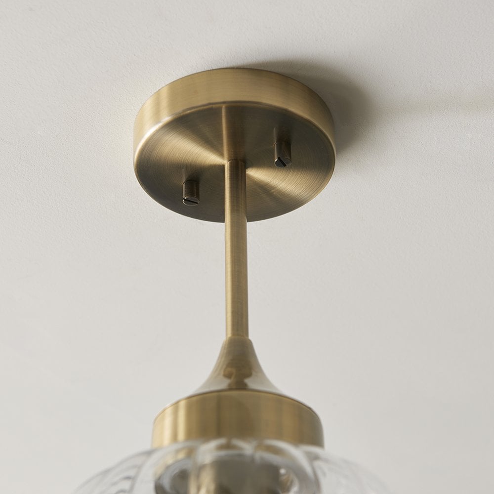 Addington Semi Flush in Antique Brass