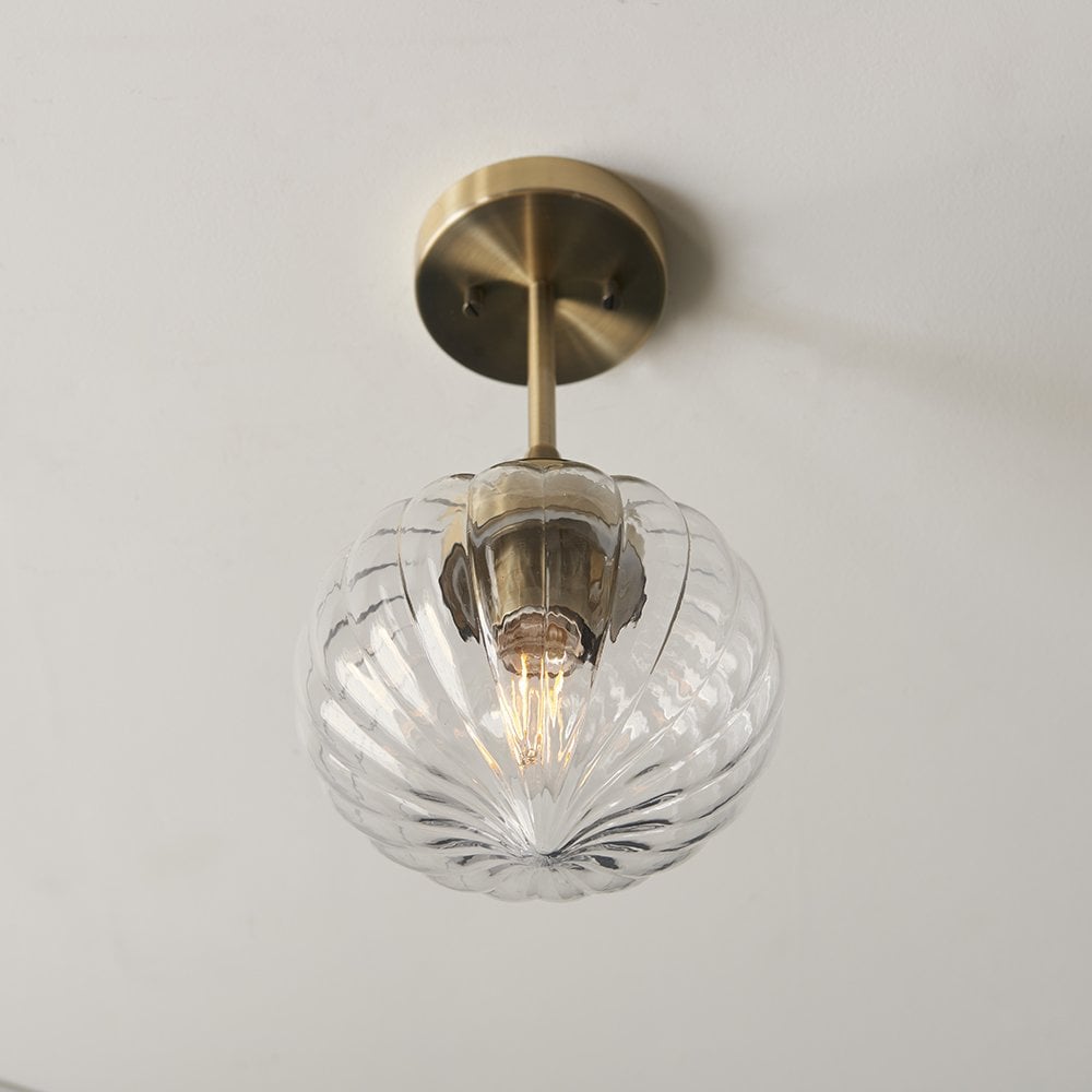 Addington Semi Flush in Antique Brass
