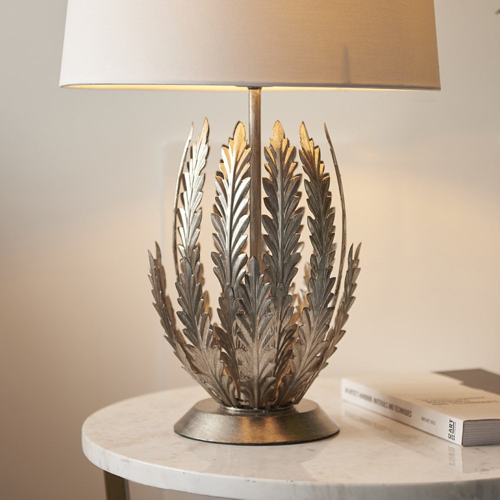 Delphine Floral Table Lamp in Silver