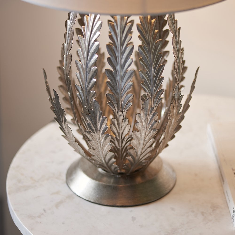 Delphine Floral Table Lamp in Silver