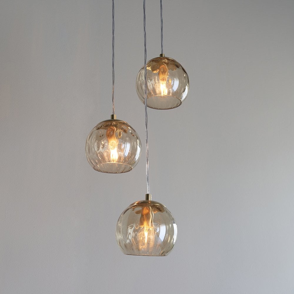 Dimple Satin Brass 3 Light Cluster Pendant
