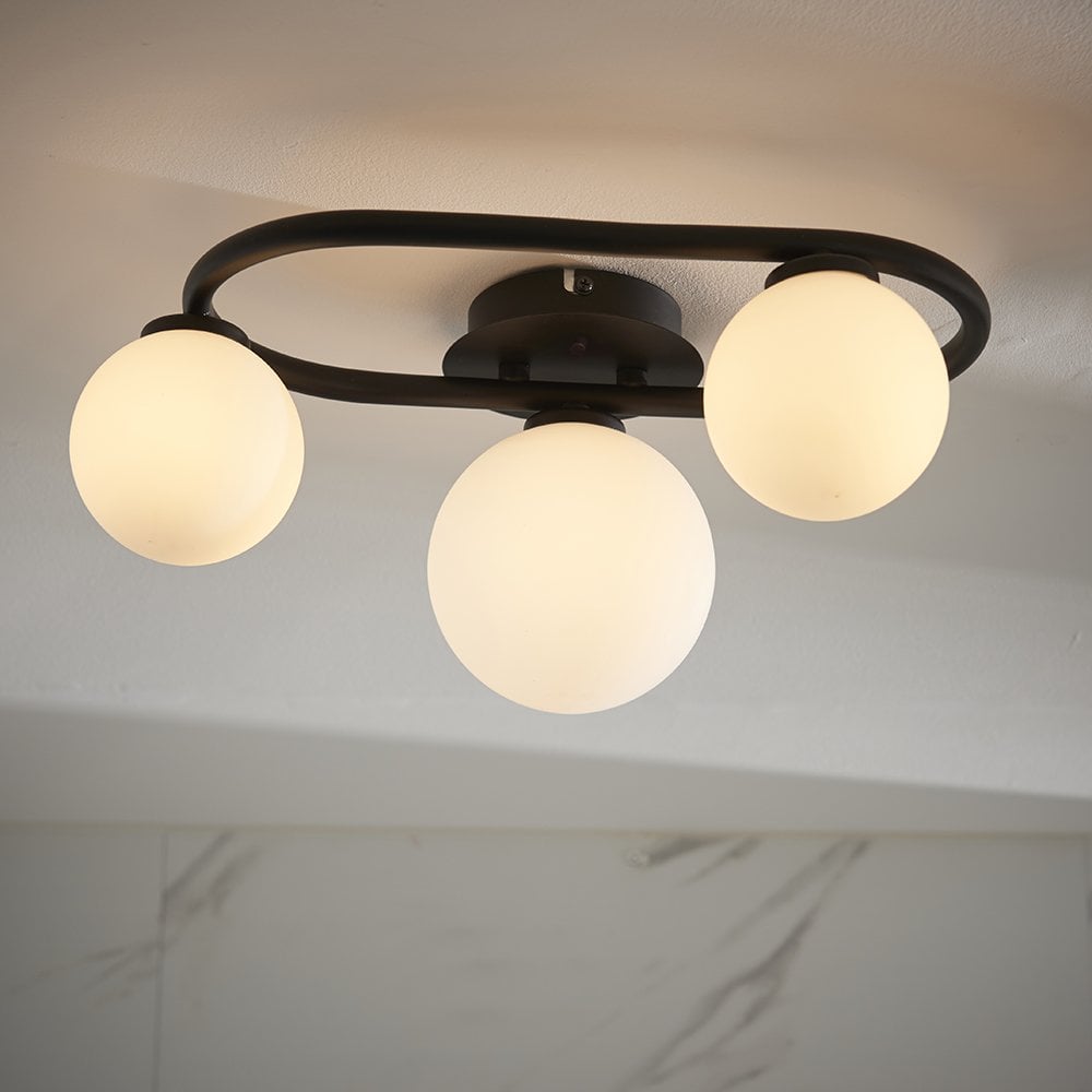Pulsa 3 light Semi Flush in Black