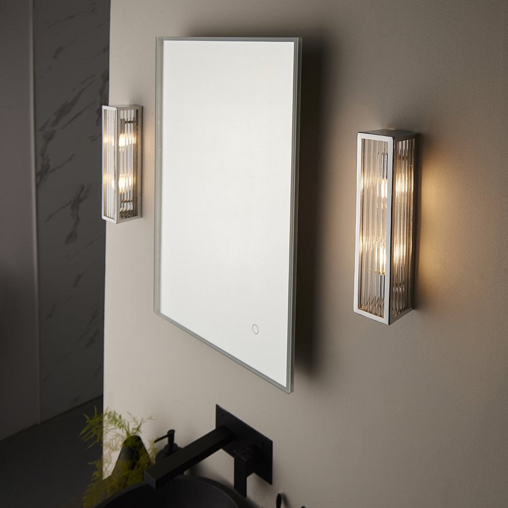 Newham 2Lt Wall Light in Chrome with Ribbed Glass