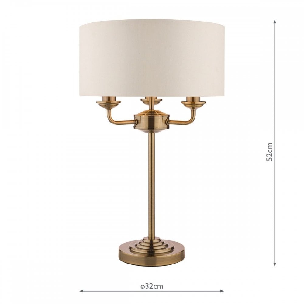 Sorrento Antique Brass Table Lamp C/W Ivory Shade