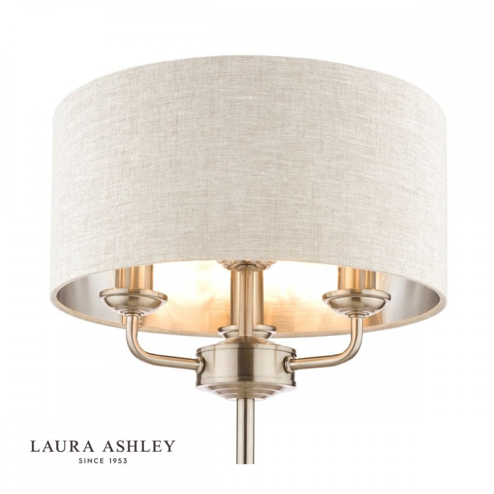 Sorrento Brushed Chrome Table Lamp C/W Natural Shade with Silver Inner