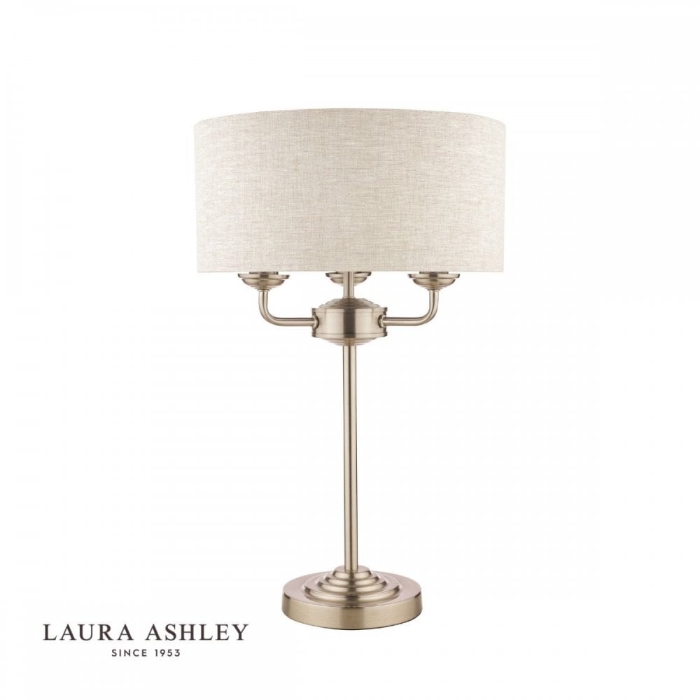 Sorrento Brushed Chrome Table Lamp C/W Natural Shade with Silver Inner