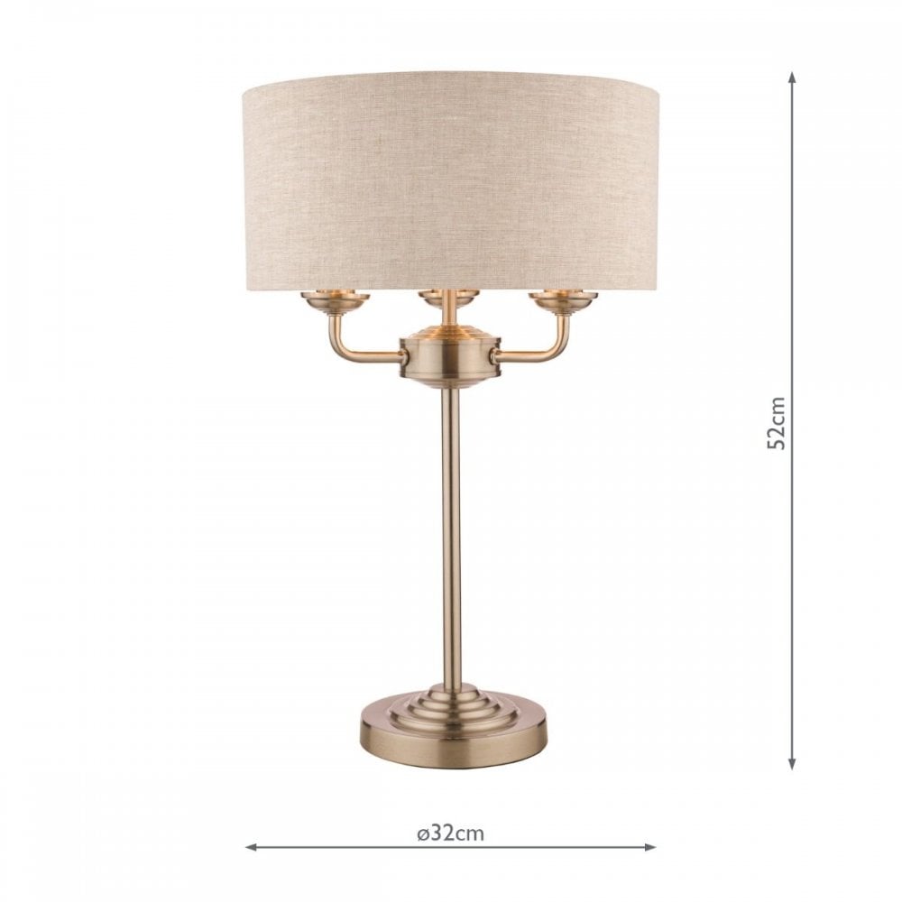 Sorrento Brushed Chrome Table Lamp C/W Natural Shade with Silver Inner