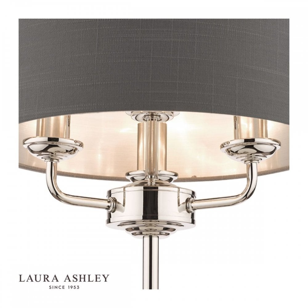 Sorrento Polished Nickel Table Lamp C/W Charcoal Shade with Silver Inner
