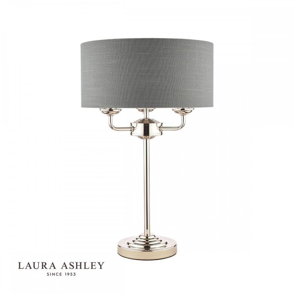 Sorrento Polished Nickel Table Lamp C/W Charcoal Shade with Silver Inner