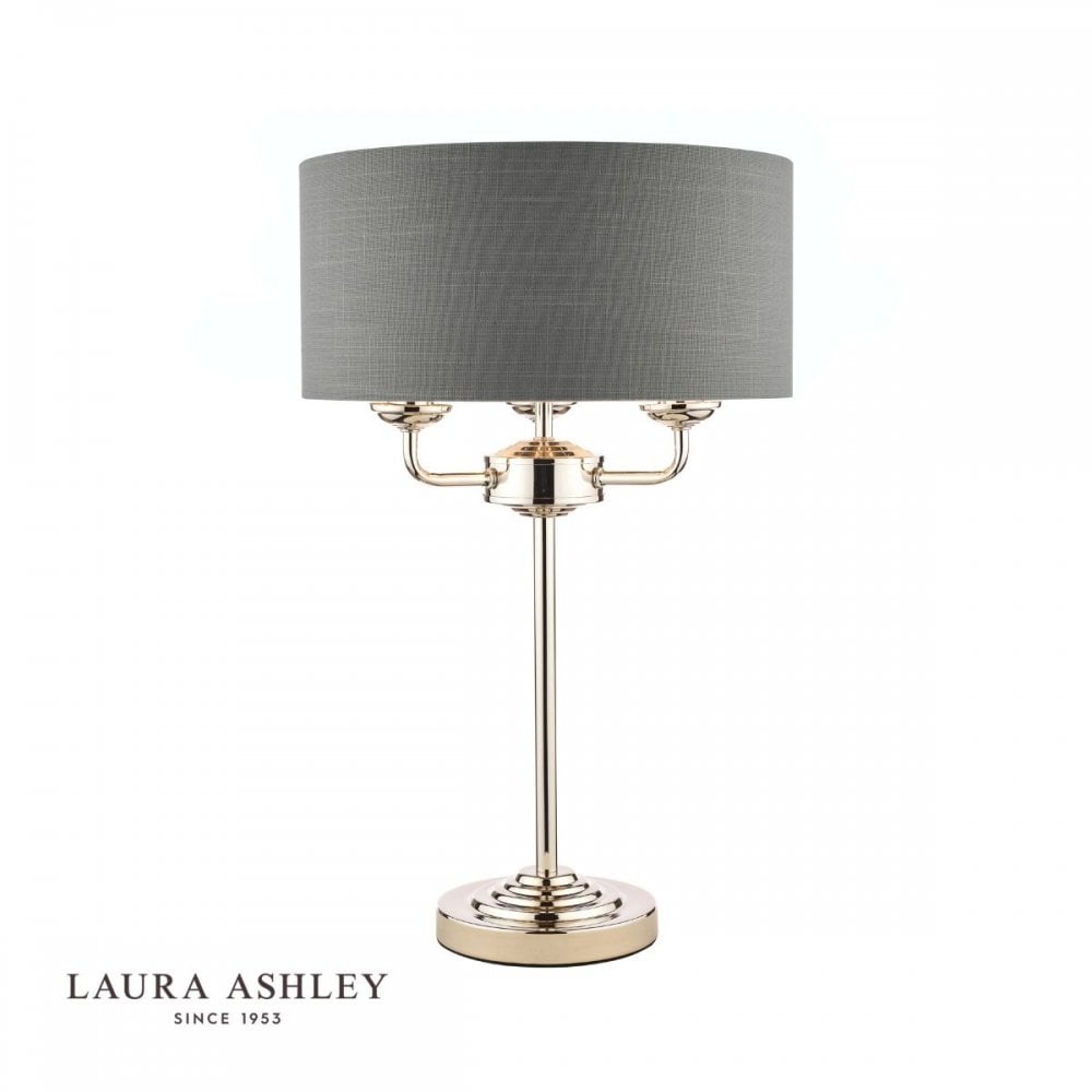 Sorrento Polished Nickel Table Lamp C/W Charcoal Shade with Silver Inner