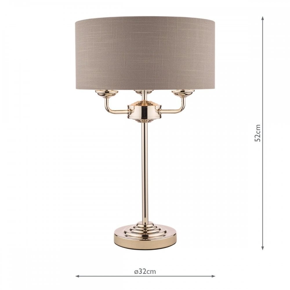 Sorrento Polished Nickel Table Lamp C/W Charcoal Shade with Silver Inner