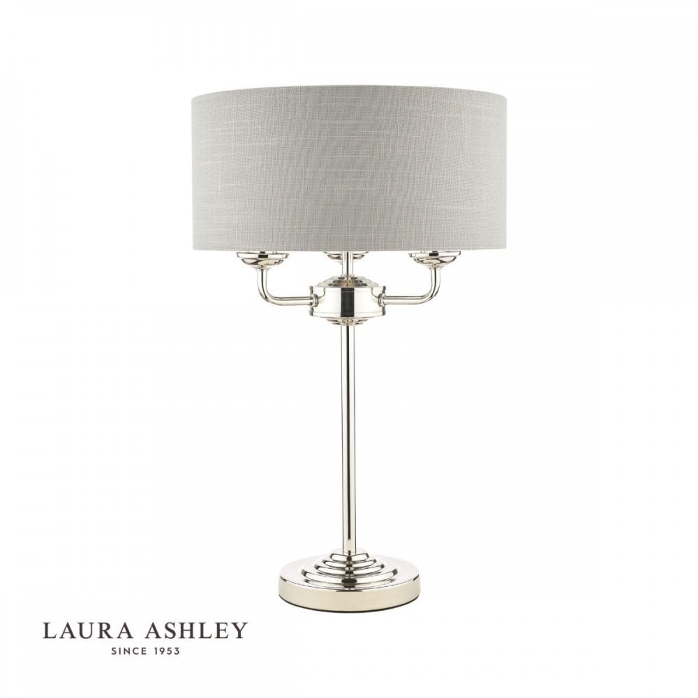 Sorrento Polished Nickel Table Lamp C/W Silver Shade with Silver Inner