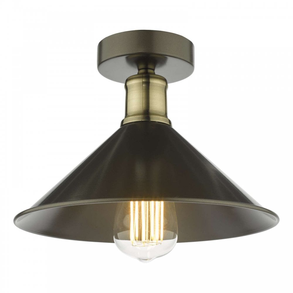 Jalen Flush Light in Antique Brass & Graphite