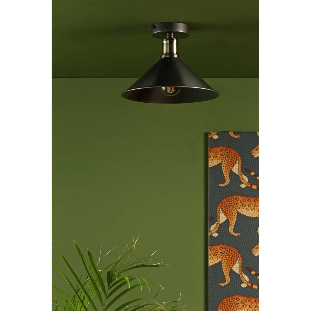 Jalen Flush Light in Antique Brass & Graphite