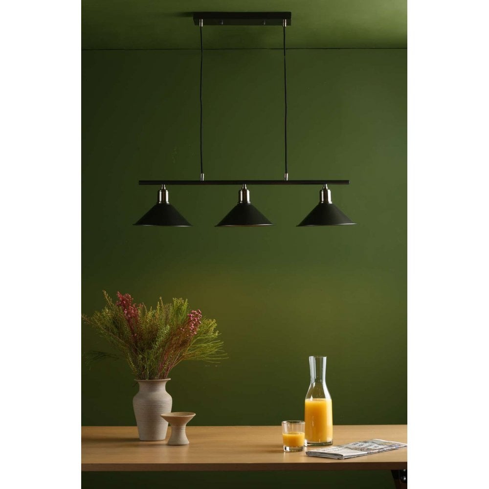 Jalen 3 Light Bar Pendant in Antique Brass & Graphite