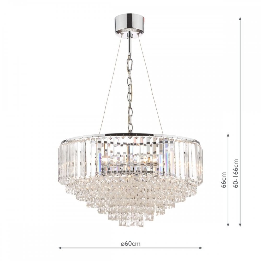 Vienna 9 Light Crystal Chandelier in Polished Chrome