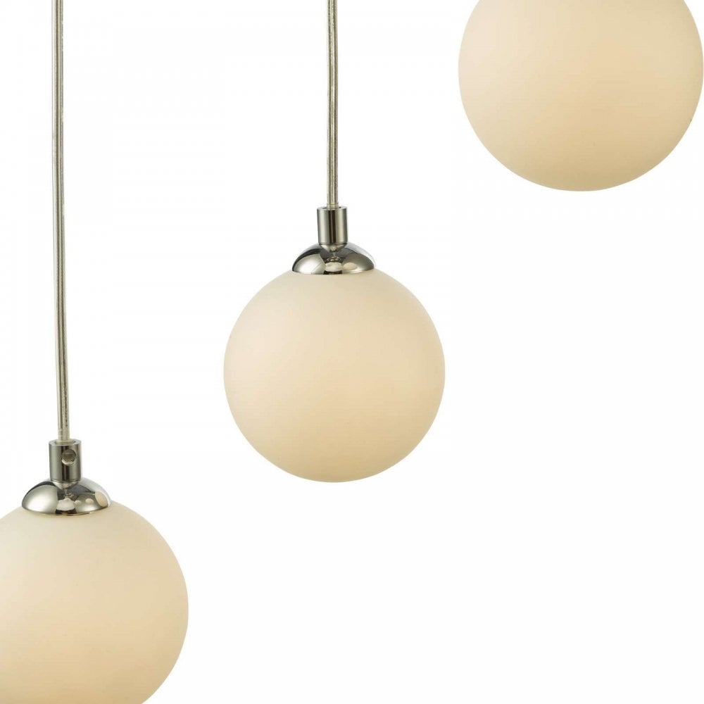 Federico 5 Light Pendant in Polished Chrome & Opal Glass
