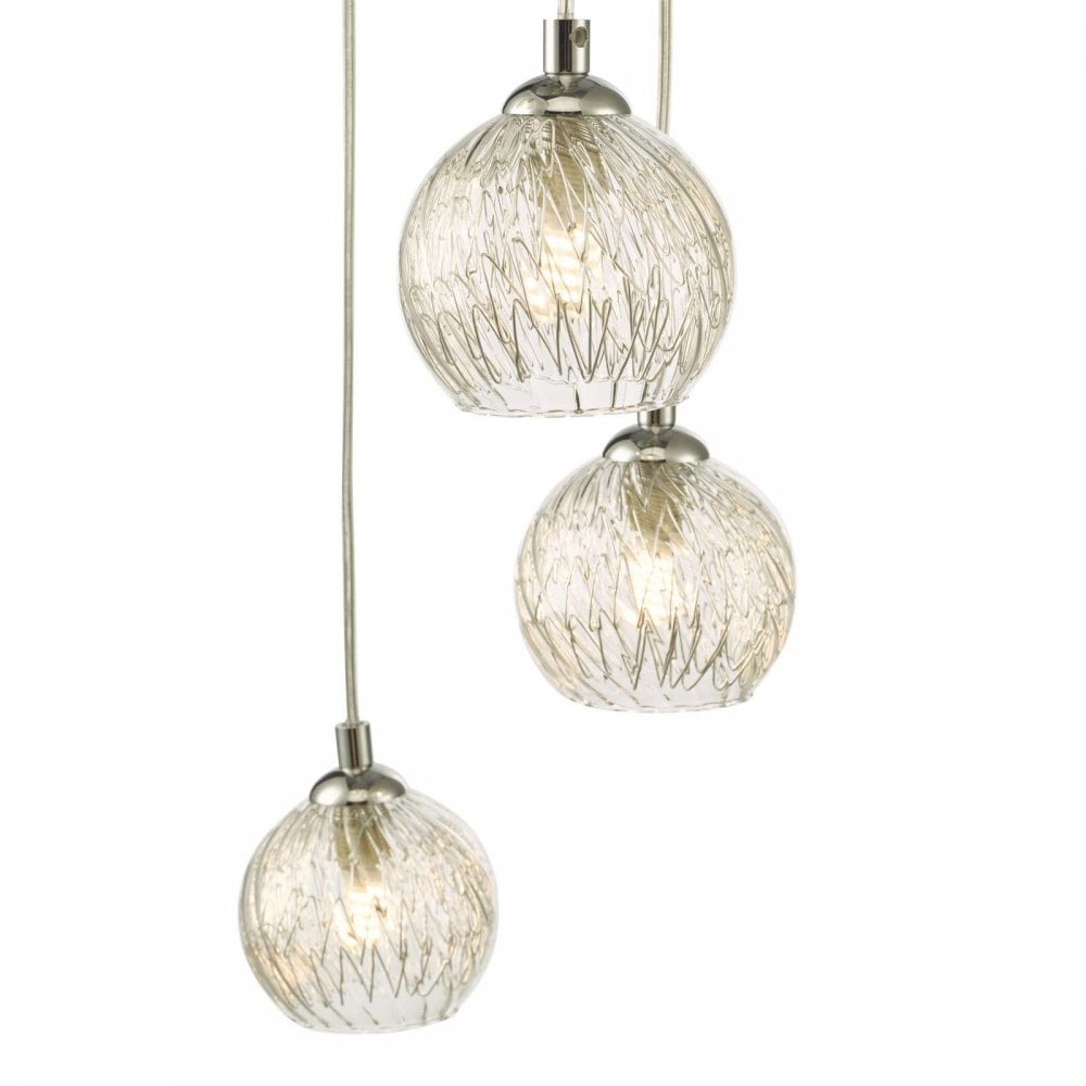 Federico 5 Light Pendant in Polished Chrome & Clear/Wire Glass