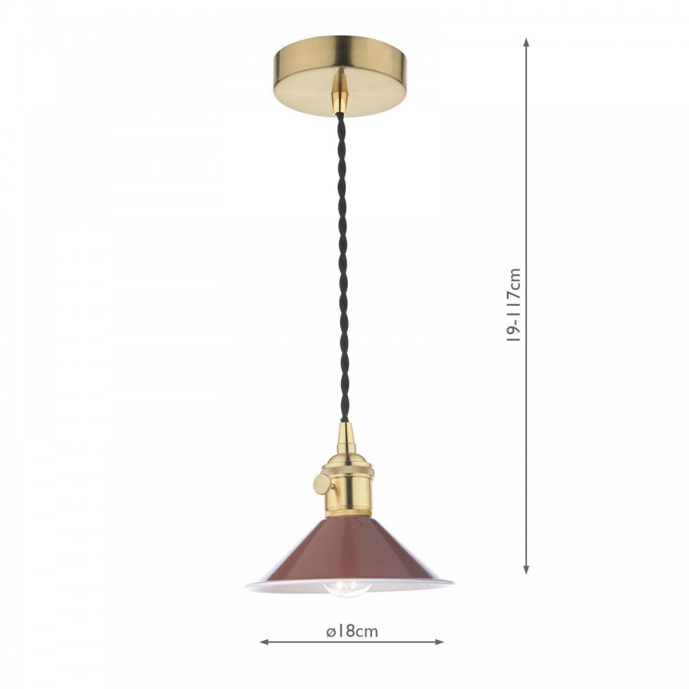 Hadano Natural Brass Pendant C/W Umber Shade