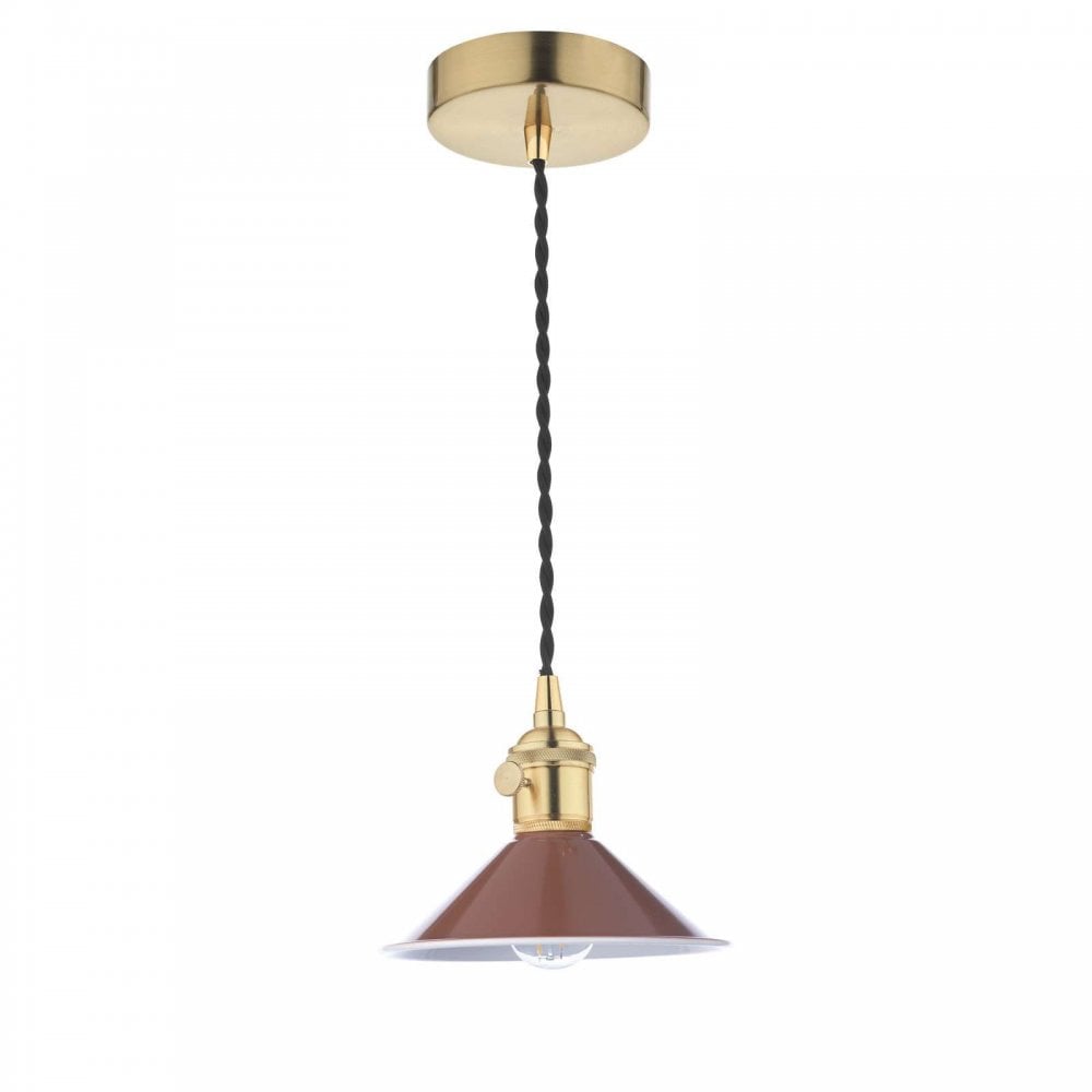 Hadano Natural Brass Pendant C/W Umber Shade