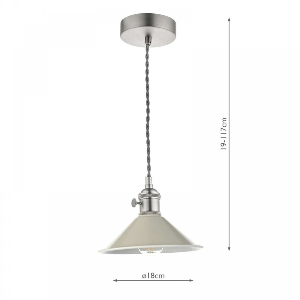 Hadano Antique Chrome Pendant C/W Cashmere Shade