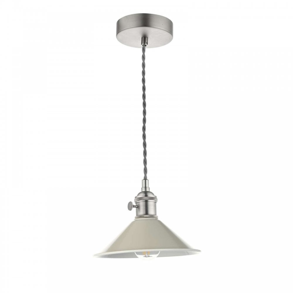 Hadano Antique Chrome Pendant C/W Cashmere Shade