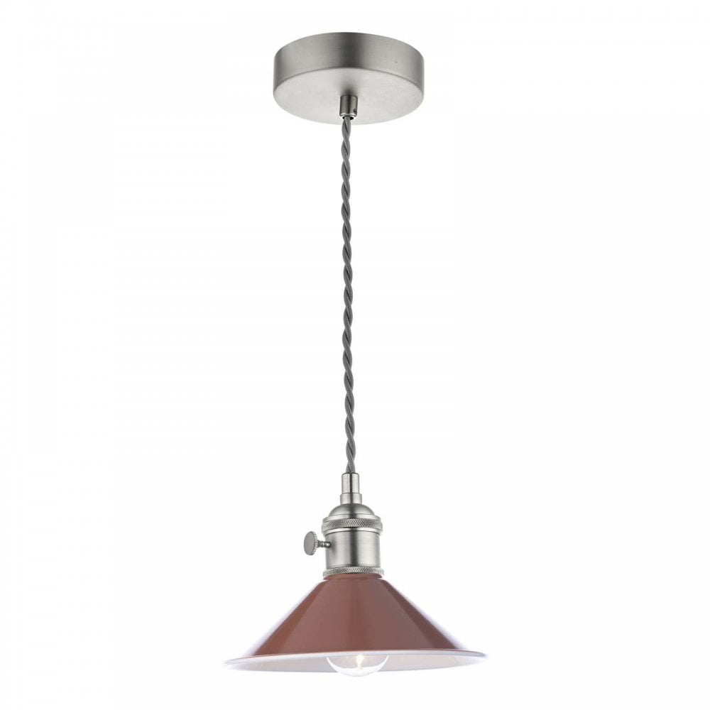 Hadano Antique Chrome Pendant C/W Umber Shade