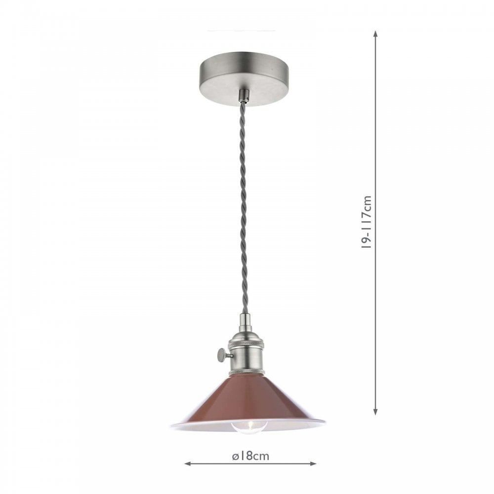 Hadano Antique Chrome Pendant C/W Umber Shade