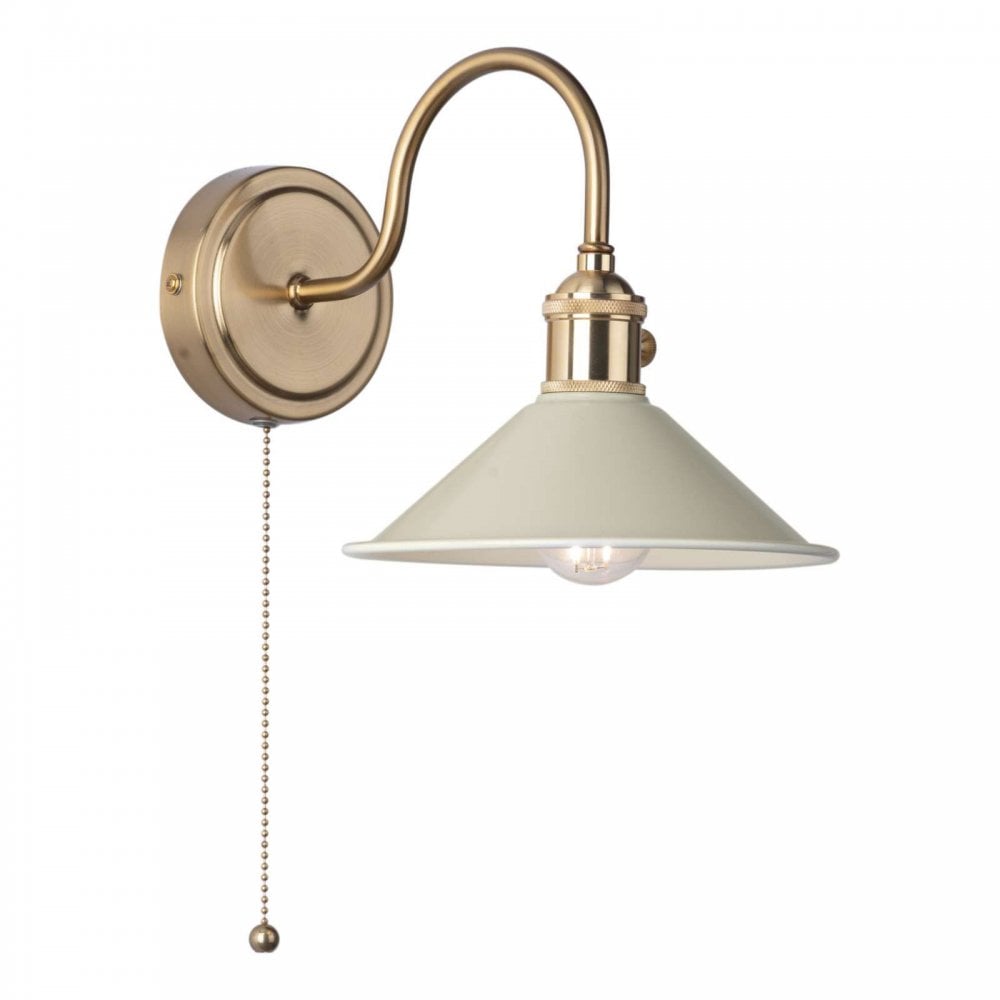 Hadano Natural Brass Wall Light C/W Cashmere Shade