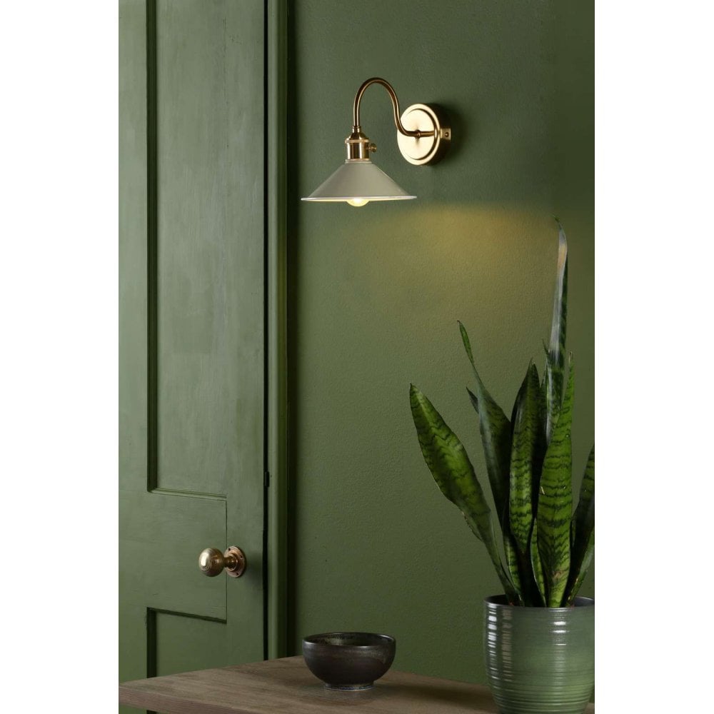 Hadano Natural Brass Wall Light C/W Cashmere Shade