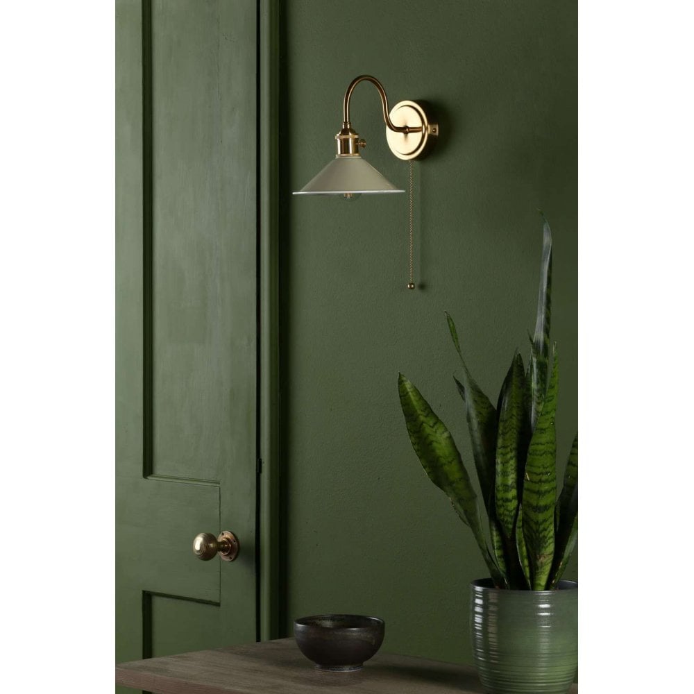 Hadano Natural Brass Wall Light C/W Cashmere Shade