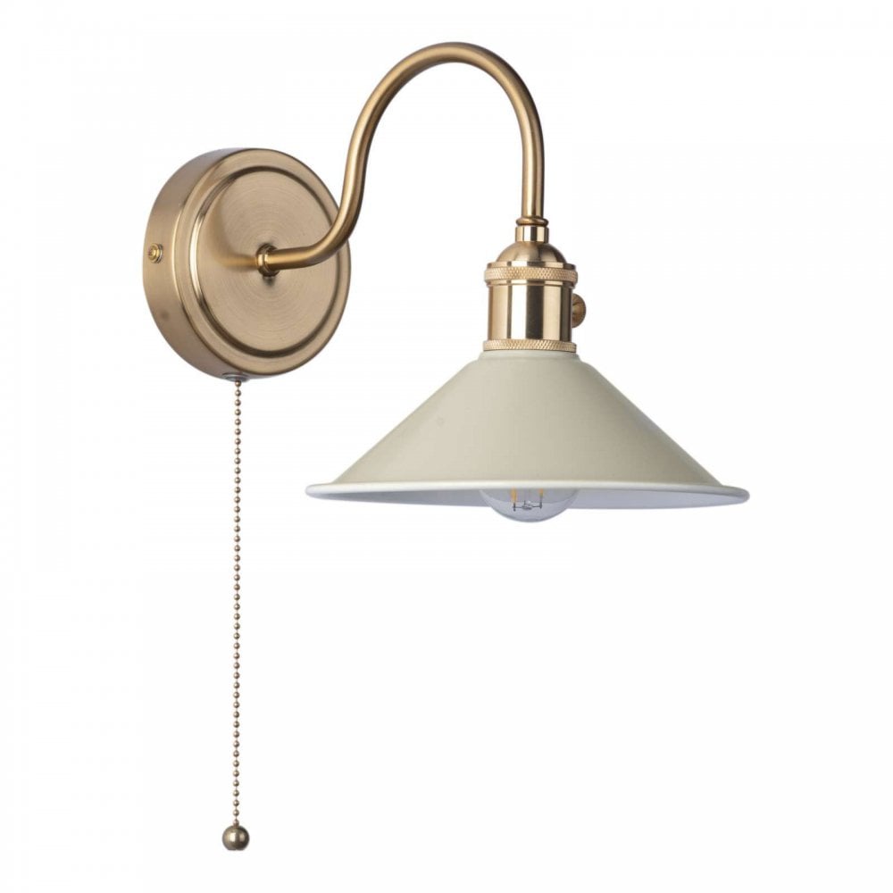 Hadano Natural Brass Wall Light C/W Cashmere Shade