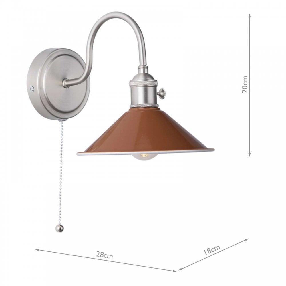 Hadano Antique Chrome Wall Light Umber Shade