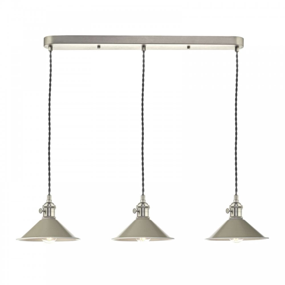 Hadano 3 Light Bar Antique Chrome Fitting C/W Cashmere Shade